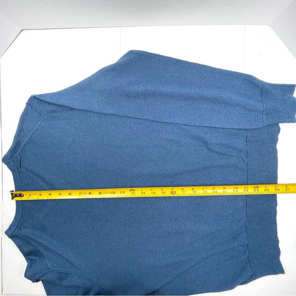 BANANA REPUBLIC Men's Silk Cashmere Blend V-Neck Blue Sweater Size Large